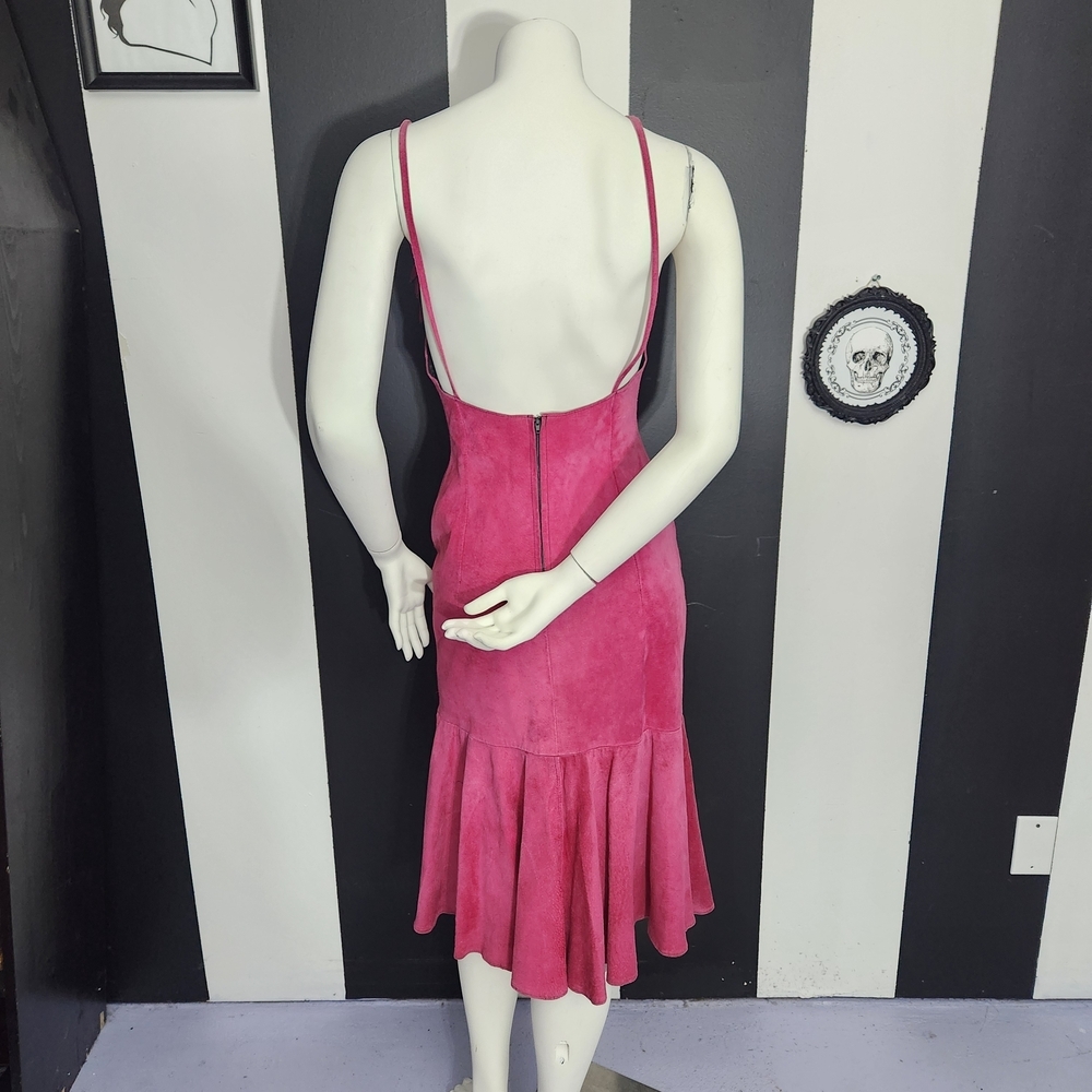 Wilsons Leather Pink Midi Dress with Black Accents - Picture 4 of 6